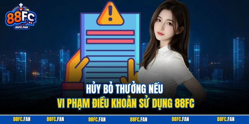 Hủy bỏ thưởng nếu vi phạm điều khoản sử dụng 88FC